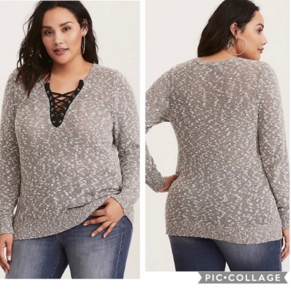 Torrid marled knit gray sweater